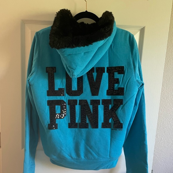 PINK Victoria's Secret Tops - Victoria’s Secret PINK brand sequin hoodie size Large